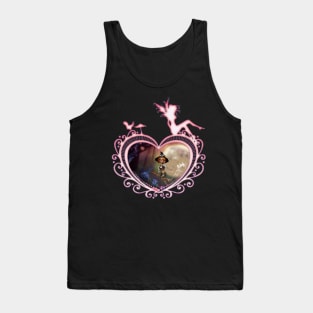 Cute little witch flying with a broom Tank Top